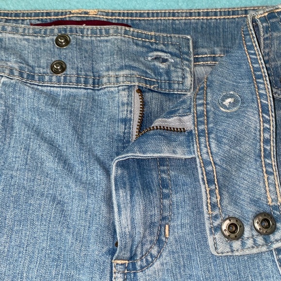 GLORIA VANDERBILT denim blue peddle pushers cargo style snap pockets size 12 - Picture 9 of 15